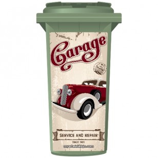 Old Time Garage Wheelie Bin Sticker Panel